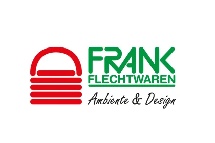 Logo of the Frank Handels GmbH & Co. KG Logo of Frank Flechtwaren with red basket symbol, green company name and lettering Ambiente & Design
