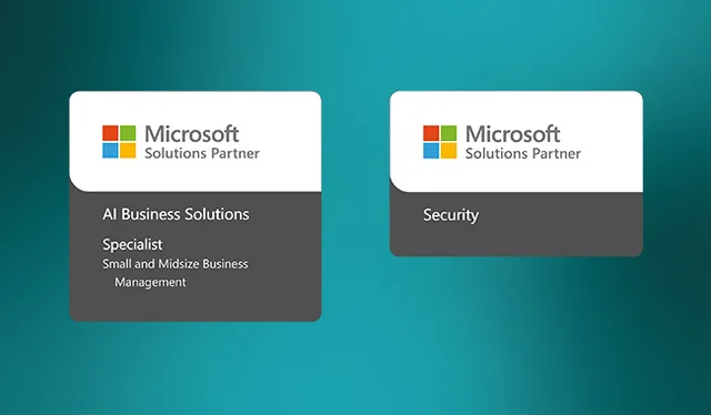 We are Microsoft Solutions Partner for AI Business Solutions and Security Microsoft Solutions Partner for Security and AI Business Solutions with SMB specialisation.