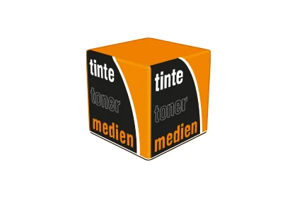 Logo of tinte toner medien Logo of Tinte Toner Medien: orange cube with black lettering.