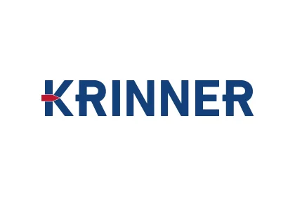 Logo of the Krinner GmbH KRINNER logo in blue capital letters with a small red bar on the K.