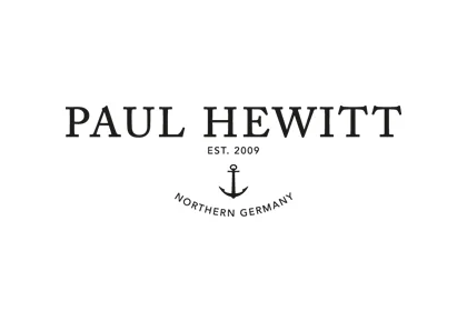 Logo of the Paul Hewitt GmbH PAUL HEWITT logo with black lettering and a small anchor underneath.