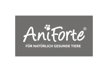 AniForte – ‘For naturally healthy animals’: logo AniForte logo in white letters on a grey background with the slogan ‘For naturally healthy animals’