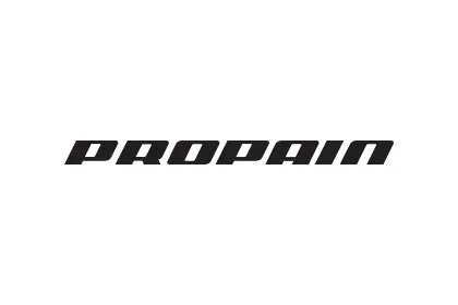 Logo of the Propain Bicycles GmbH PROPAIN logo in black italicised capital letters on a white background.